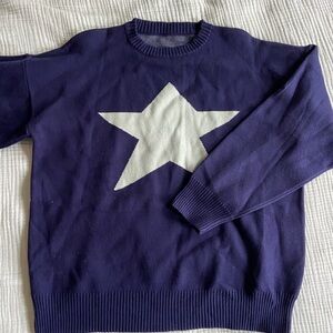 Navy Star Crewneck Sweater - White Star